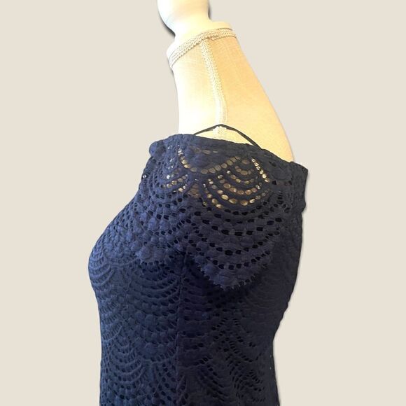 Lilly Pulitzer | EUC Navy Jade Off The Shoulder Dress  Size Small - Picture 12 of 16